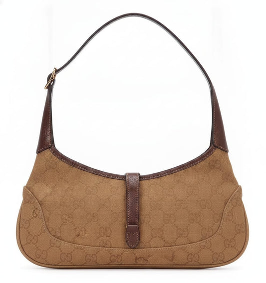Brown Canvas Shoulder Bag with Adjustable Strap