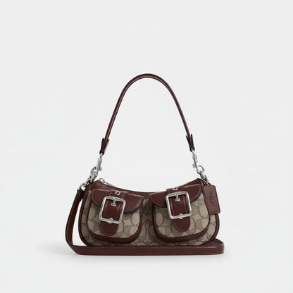 Patterned Jacquard & Leather Crossbody Bag