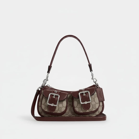 Patterned Jacquard & Leather Crossbody Bag